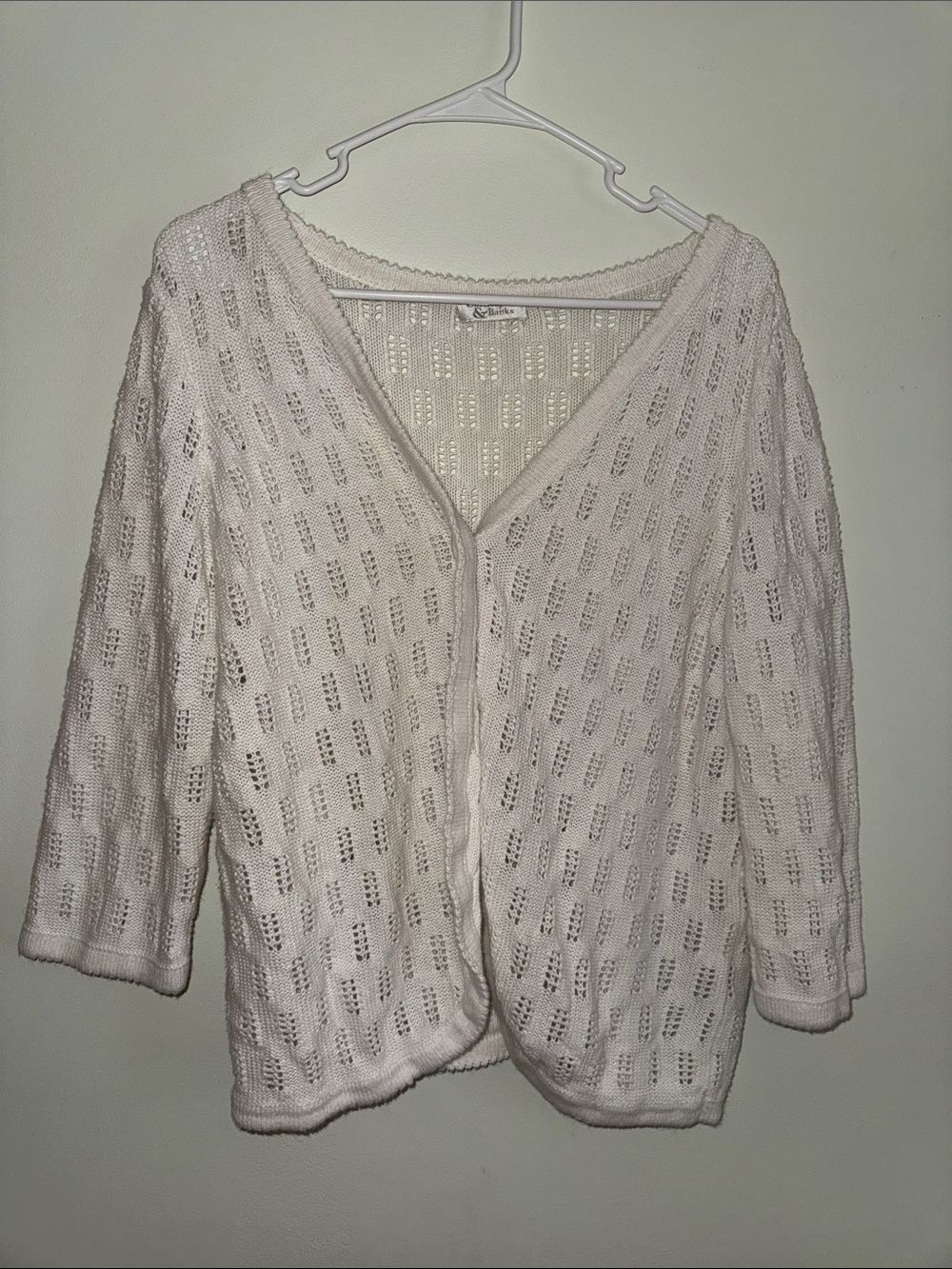 Christopher& Banks Lightweight Openwork Knit Cardigan in Soft Ivory